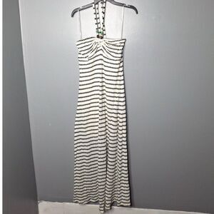 Beaded Halter MaxiDress Geometric Knit SouthwesternBoho Festival Large ArtToWear